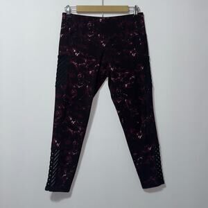JGX Performance Burgundy/black  leggings women’s size large